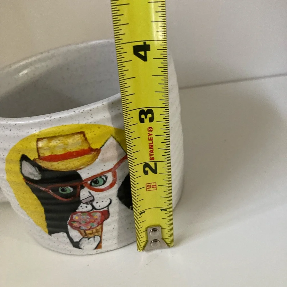 West Elm Cat Ice Cream Sunglasses Hat Art Coffee Mug 2 Sided